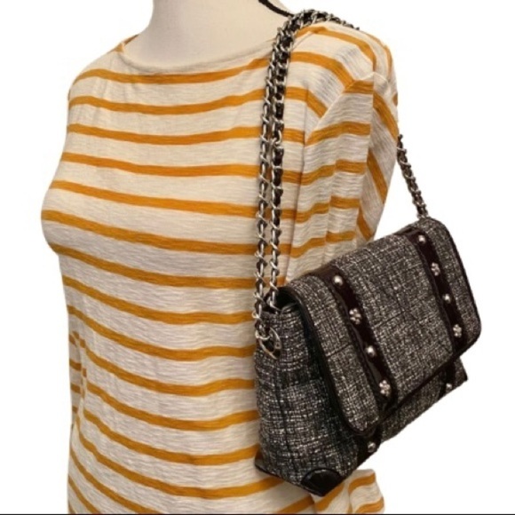 BRIGHTON Small Tweed Hobo Shoulder Handbag Purse - Picture 3 of 7